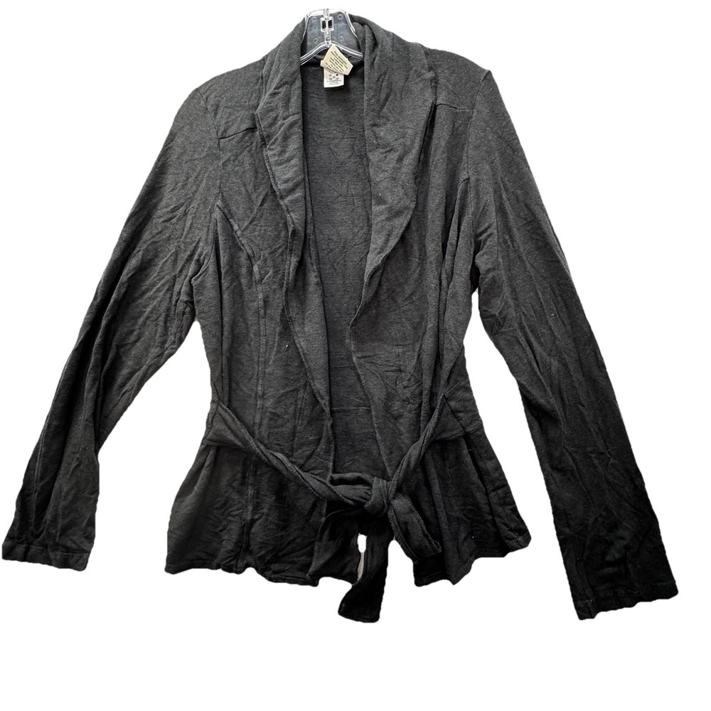 Earth Creations Organic Cotton & Bamboo Open Front‎ Cardigan Size Medium Black